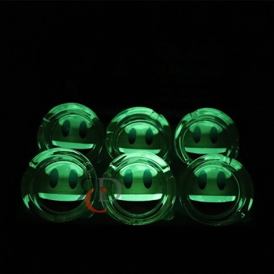 GLOW IN DARK GLASS ASHTRAY 6CT/ DISPLAY - SMILEY FACE